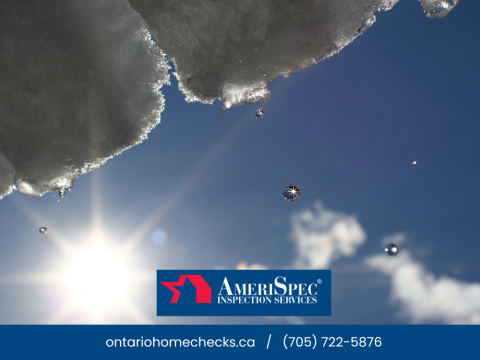 Spring snow melt water droplets Barrie ON AmeriSpec inspection services sky thaw