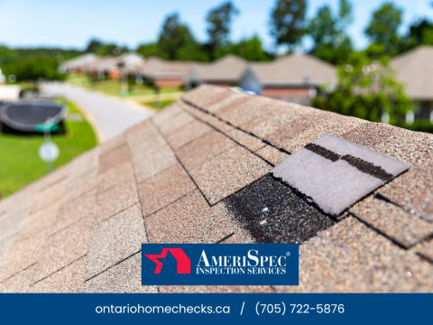 Repaired roof shingles on a residential home.