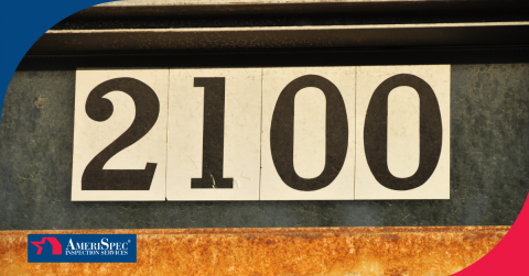 Black house number 2100 on white background panels